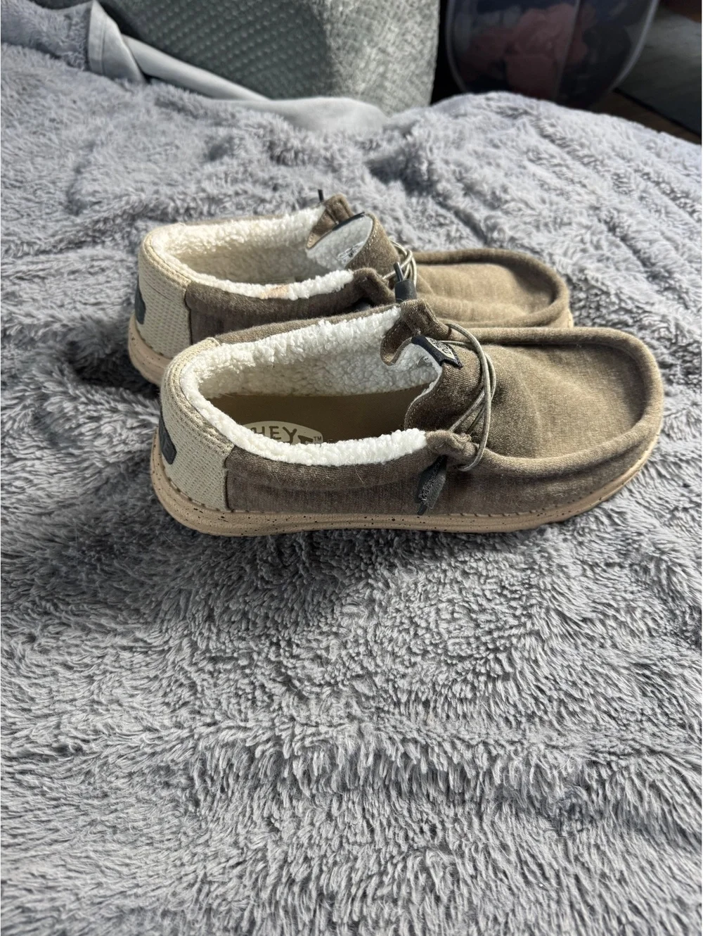 Hey Dude Wally Wool Beige White Men's Slip-On Shoes Size 10